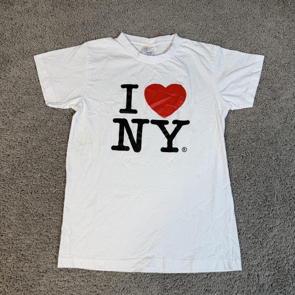 Matrix New York Shirt Mens Small White I Love NY Graphic Cotton Tee Souvenir